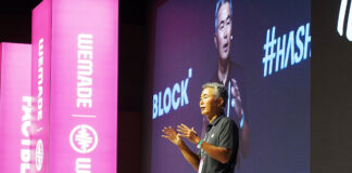 Henry Chang, CEO of Wemade, delivers a keynote at ‘KBW2023: IMPACT’